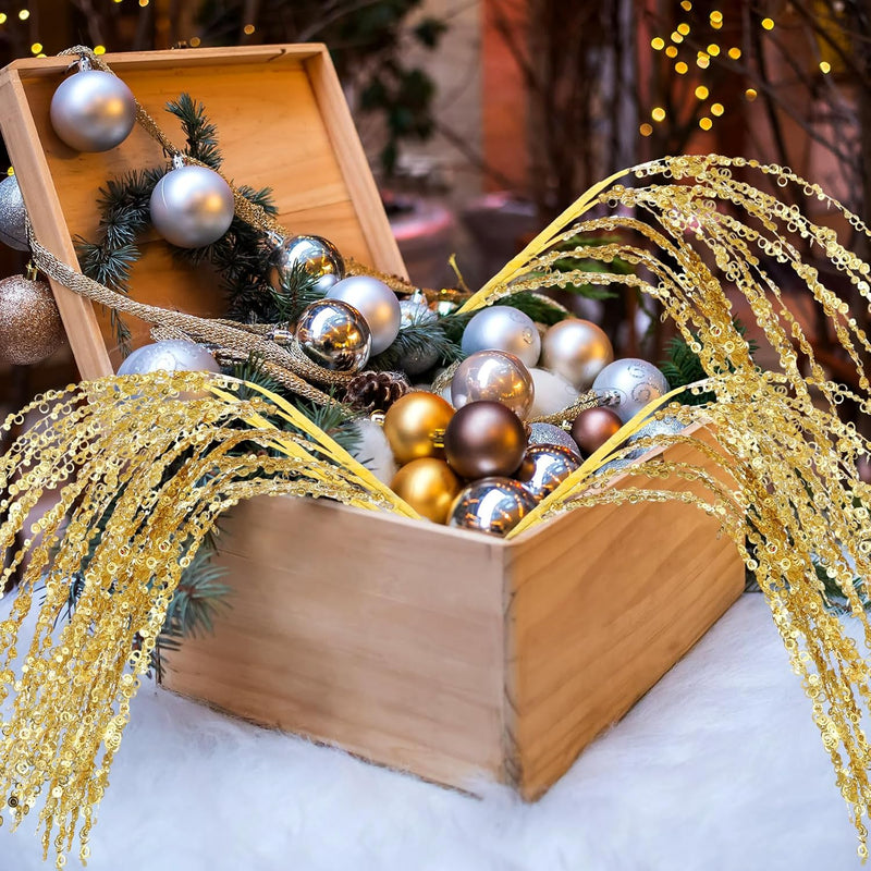 Bulk Glitter Christmas Tree Picks and Sprays Glitter Sequins Branches Stems Ornaments Wholesale