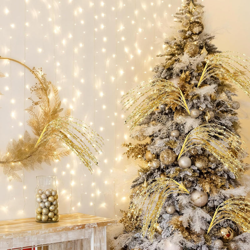 Bulk Glitter Christmas Tree Picks and Sprays Glitter Sequins Branches Stems Ornaments Wholesale