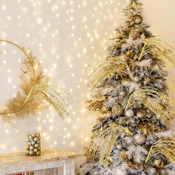 Bulk Glitter Christmas Tree Picks and Sprays Glitter Sequins Branches Stems Ornaments Wholesale