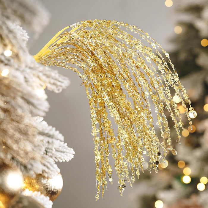 Bulk Glitter Christmas Tree Picks and Sprays Glitter Sequins Branches Stems Ornaments Wholesale