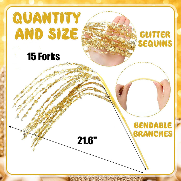 Bulk Glitter Christmas Tree Picks and Sprays Glitter Sequins Branches Stems Ornaments Wholesale