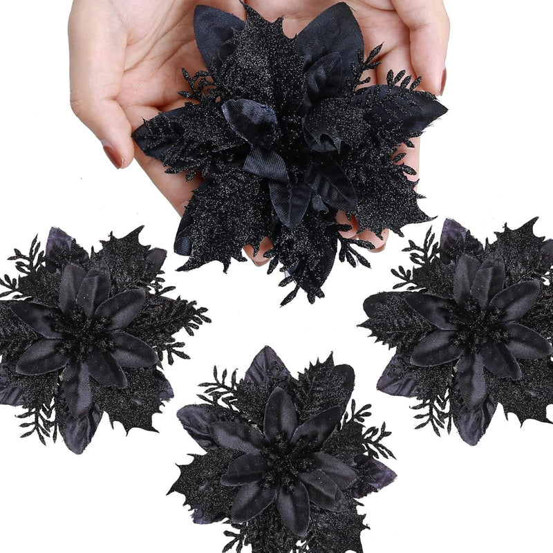 Bulk 18Pcs Poinsettia Flower Artificial Poinsettia with Clips Christmas Decorations Wholesale