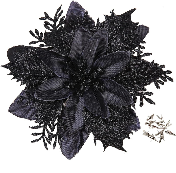 Bulk 18Pcs Poinsettia Flower Artificial Poinsettia with Clips Christmas Decorations Wholesale