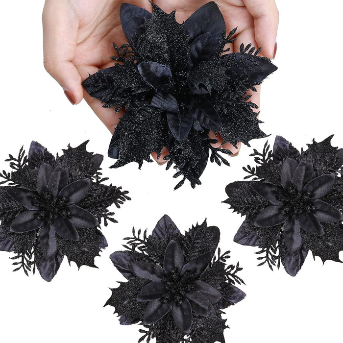 Bulk 18Pcs Poinsettia Flower Artificial Poinsettia with Clips Christmas Decorations Wholesale