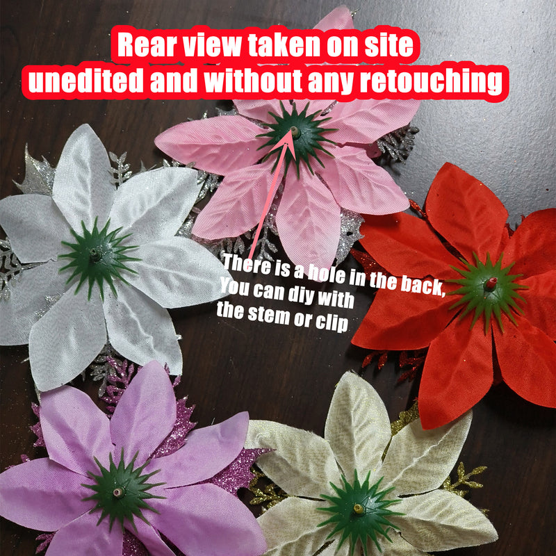 Bulk 14 Colors 6" Glitter Poinsettia Artificial Christmas Flowers Xmas Tree Ornaments Wholesale