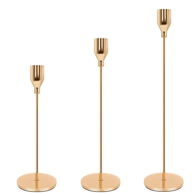 Bulk 3pcs Gold Candle Holder for Wedding Table Centerpiece Brass Tapered Candlestick Holders for Wedding Dinning Table Mantle Decor Wholesale