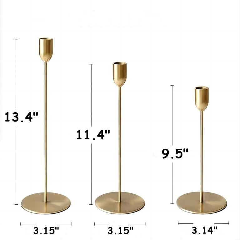 Bulk 3pcs Gold Candle Holder for Wedding Table Centerpiece Brass Tapered Candlestick Holders for Wedding Dinning Table Mantle Decor Wholesale