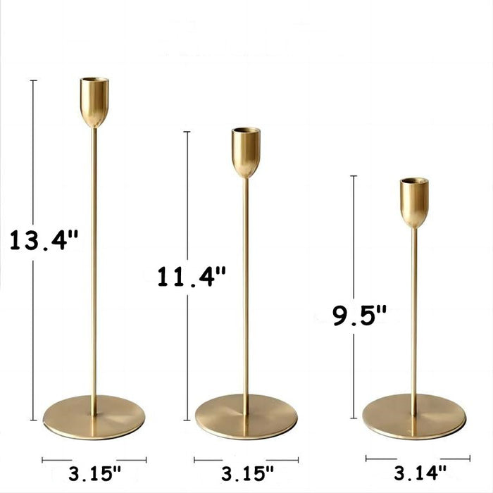 Bulk 3Pcs Gold Candle Holder for Wedding Table Centerpiece Brass Tapered Candlestick Holders for Wedding Dinning Table Mantle Decor Wholesale