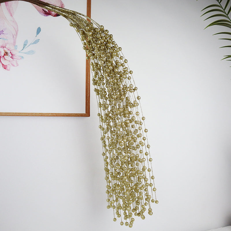 Bulk 5Pcs Artificial Glitter Berry Long Stems Weeping Christmas Ornaments Flowers Arrangement Decoration Wholesale