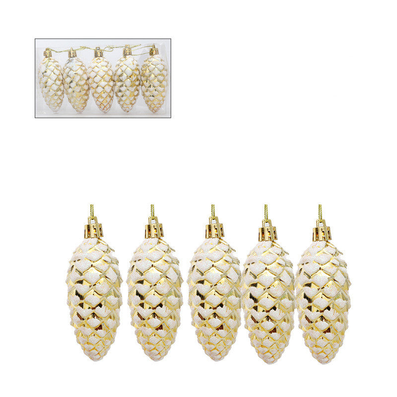 Lot de 5 pommes de pin artificielles en neige pour décoration d'automne, Thanksgiving, Noël, vente en gros 