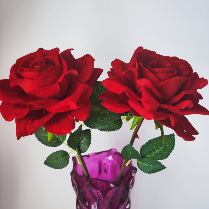 Bulk Gorgeous Large Headed Real Touch Velvet Rose Flowers with Stems Wholesale