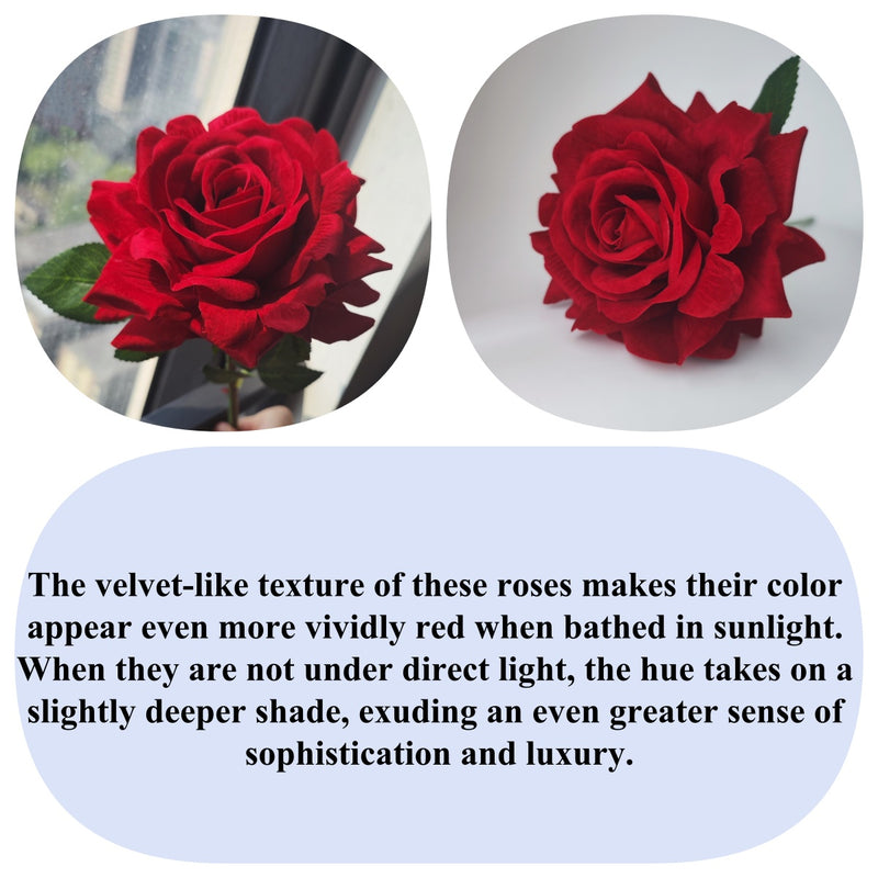 Bulk Gorgeous Large Headed Real Touch Velvet Rose Flowers with Stems Wholesale
