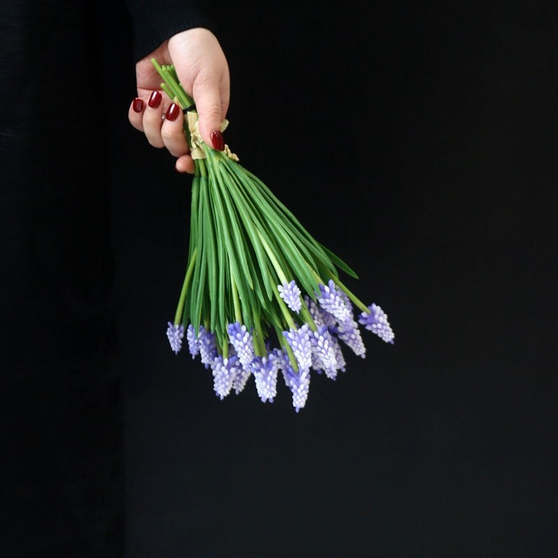 Bulk 6Pcs Exclusive Muscari Stems Grape Hyacinth Artificial for Crafts Wedding Bouquet Wholesale