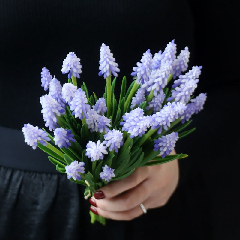 Bulk 6Pcs Exclusive Muscari Stems Grape Hyacinth Artificial for Crafts Wedding Bouquet Wholesale