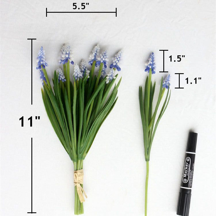 Bulk 6Pcs Exclusive Muscari Stems Grape Hyacinth Artificial for Crafts Wedding Bouquet Wholesale