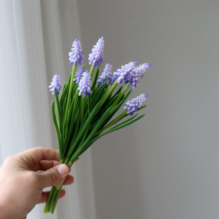 Bulk 6Pcs Exclusive Muscari Stems Grape Hyacinth Artificial for Crafts Wedding Bouquet Wholesale