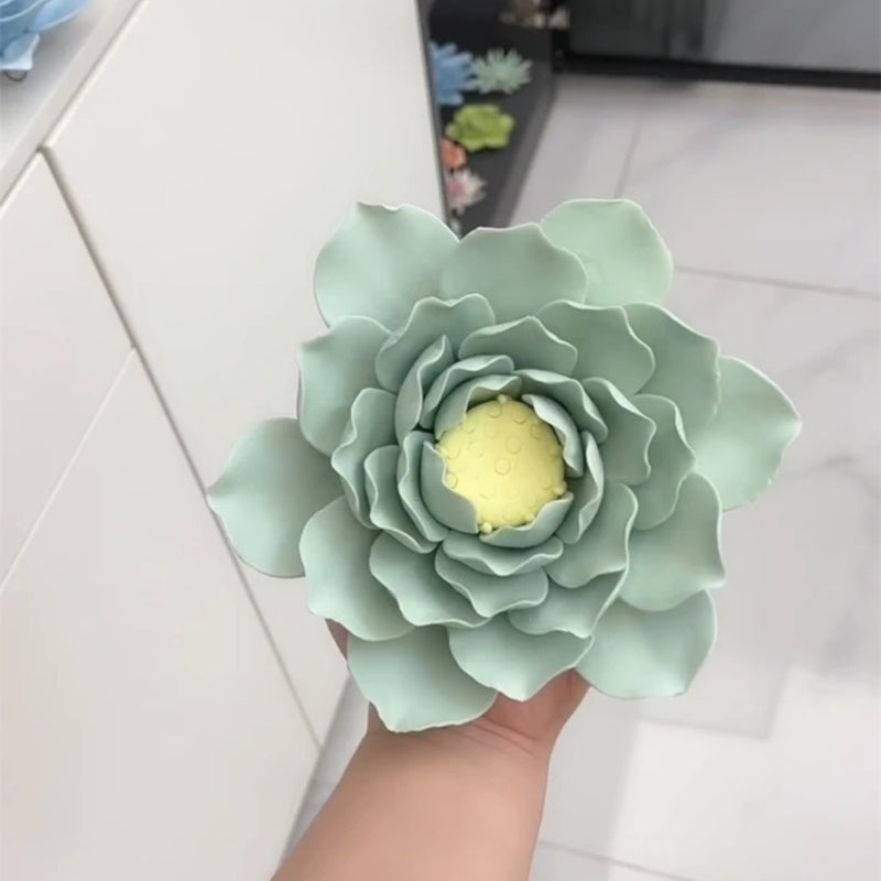 Fleurs de lotus artificielles en porcelaine de 7 pouces en vrac, décoration suspendue en céramique, vente en gros