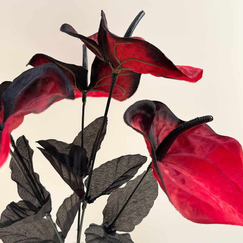 Bulk 13.4" Halloween Artificial Anthurium Flowers Bush Bouquet - Halloween Decor, Faux Flower Arrangement for Spooky Season