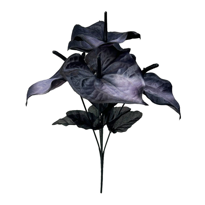 Bulk 13.4" Halloween Artificial Anthurium Flowers Bush Bouquet - Halloween Decor, Faux Flower Arrangement for Spooky Season