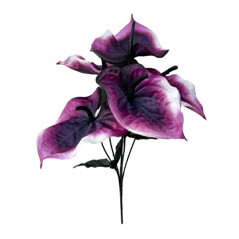 Bulk 13.4" Halloween Artificial Anthurium Flowers Bush Bouquet - Halloween Decor, Faux Flower Arrangement for Spooky Season