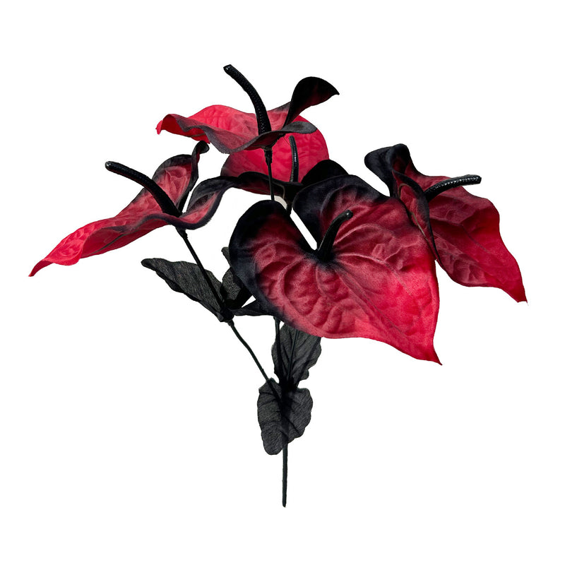 Bulk 13.4" Halloween Artificial Anthurium Flowers Bush Bouquet - Halloween Decor, Faux Flower Arrangement for Spooky Season