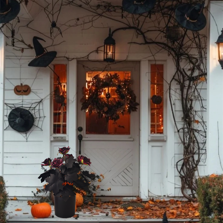 Bulk 14" Halloween Silk Roses Great for Floral Arrangements, Spooky Halloween Displays & Gothic-Style Decor Wholesale