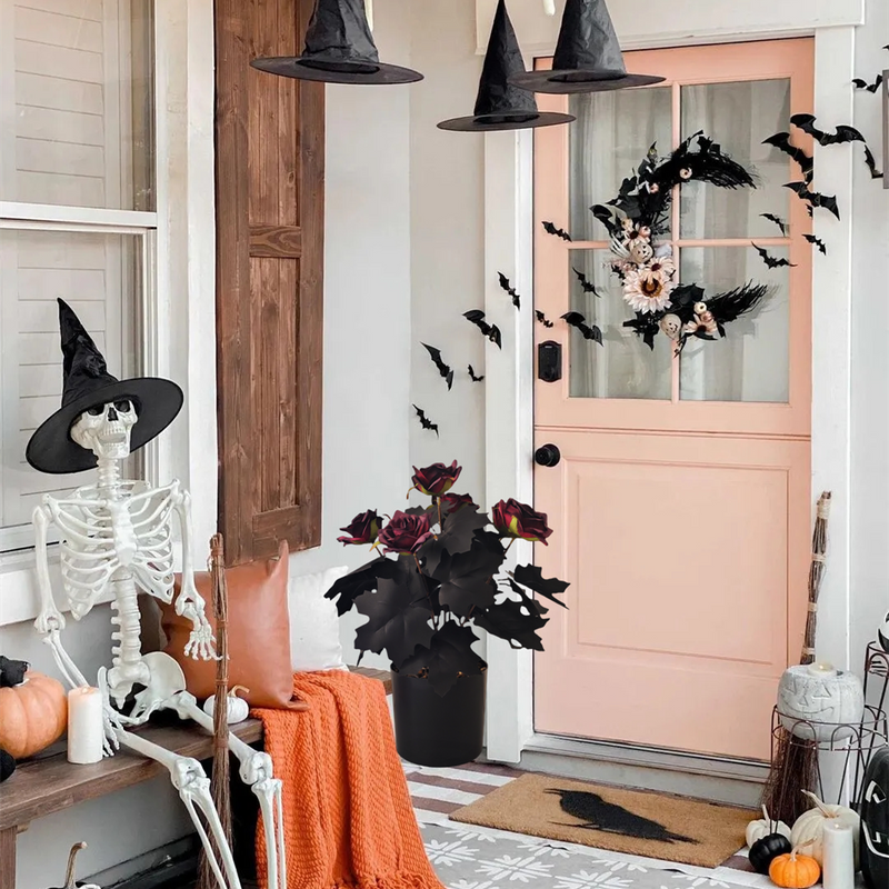 Bulk 14" Halloween Silk Roses Great for Floral Arrangements, Spooky Halloween Displays & Gothic-Style Decor Wholesale