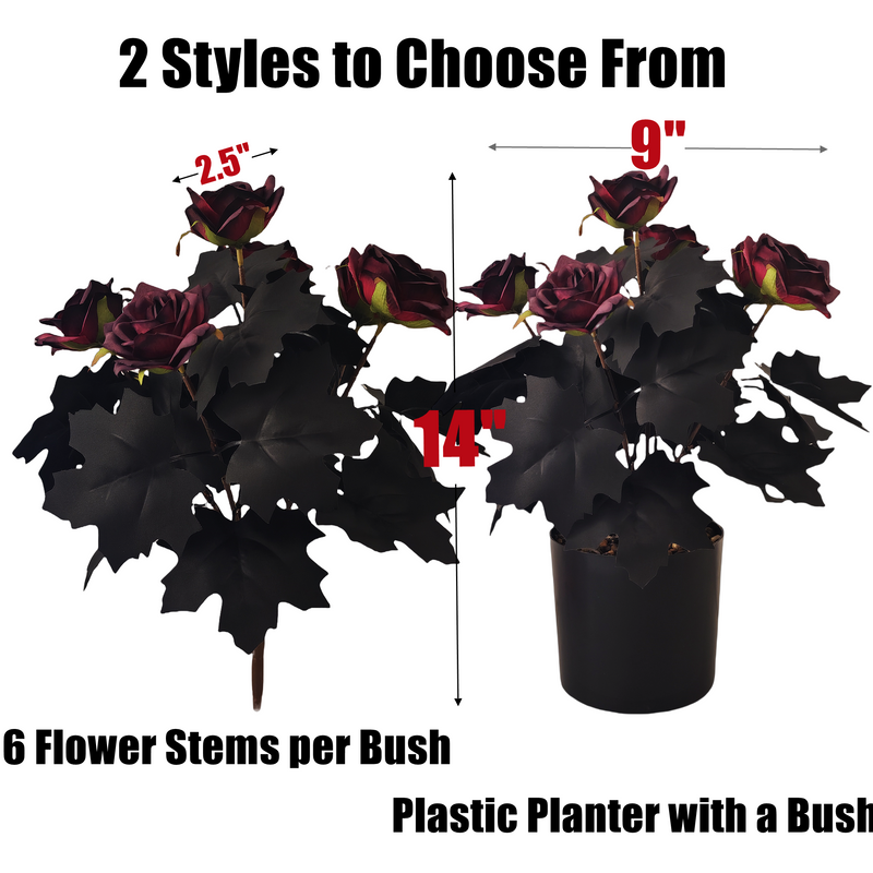 Bulk 14" Halloween Silk Roses Great for Floral Arrangements, Spooky Halloween Displays & Gothic-Style Decor Wholesale