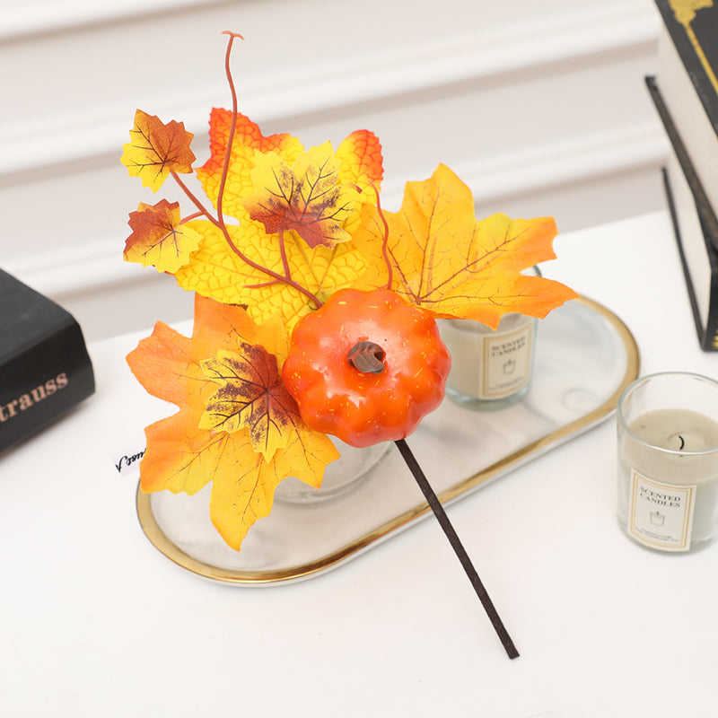 Lot de 19 tiges de fleurs d'Halloween en vrac avec citrouilles pour centre de table floral en gros