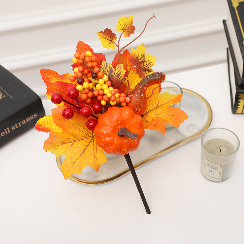 Lot de 19 tiges de fleurs d'Halloween en vrac avec citrouilles pour centre de table floral en gros