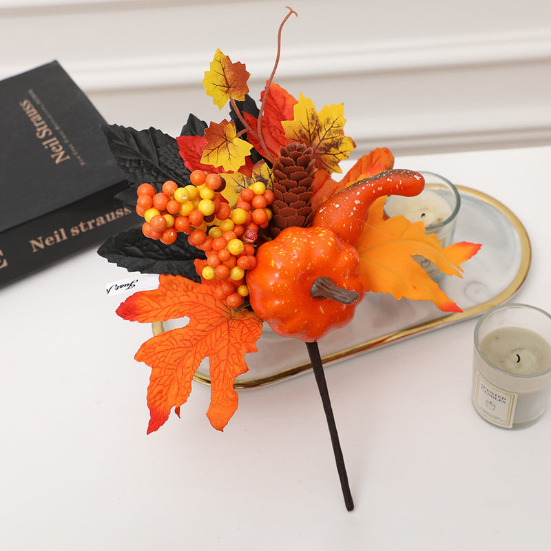 Lot de 19 tiges de fleurs d'Halloween en vrac avec citrouilles pour centre de table floral en gros