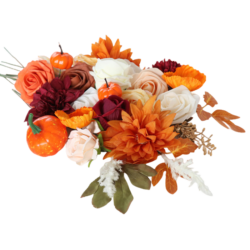 Coffret de têtes de fleurs artificielles en vrac pour Thanksgiving, fleur orange bordeaux pour centres de table à faire soi-même, décoration d'arrangement floral, vente en gros