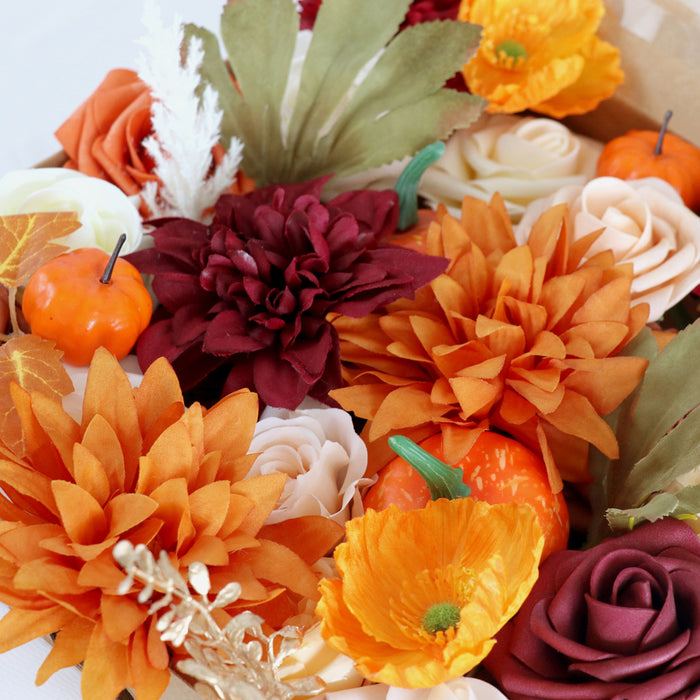Bulk Fall Thanks Giving Artificial Flower Heads Box Set Orange Burgundy Flower for DIY Centerpieces Decor Floral Arrangement Decor Wholesale