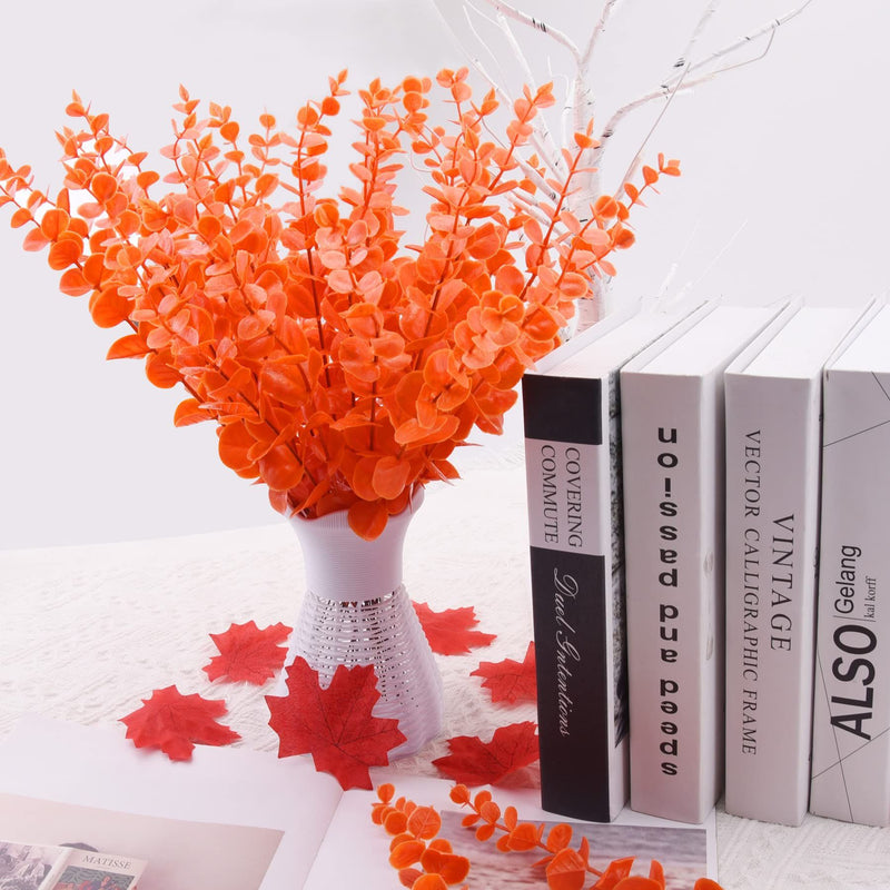 Clearance Bulk 12pcs Halloween Eucalyptus Stems Artificial Black Plants Purple Orange Stems Wholesale