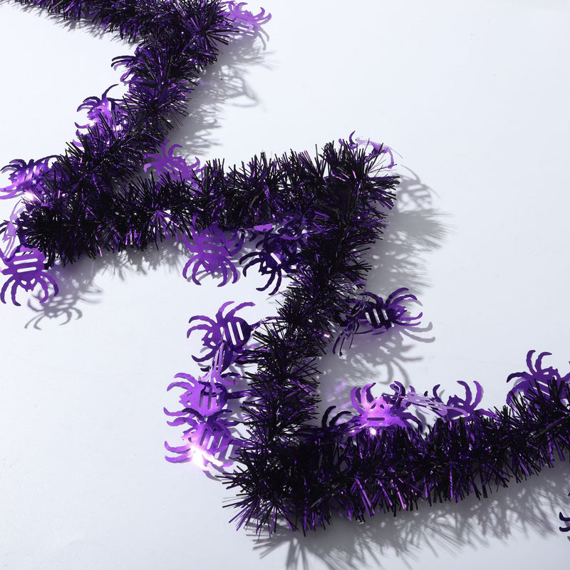 Bulk 50Pcs 300FT Halloween Ghost Spider Pumpkin Tinsel Garland Metallic Shiny Twist Garland Hanging Wholesale