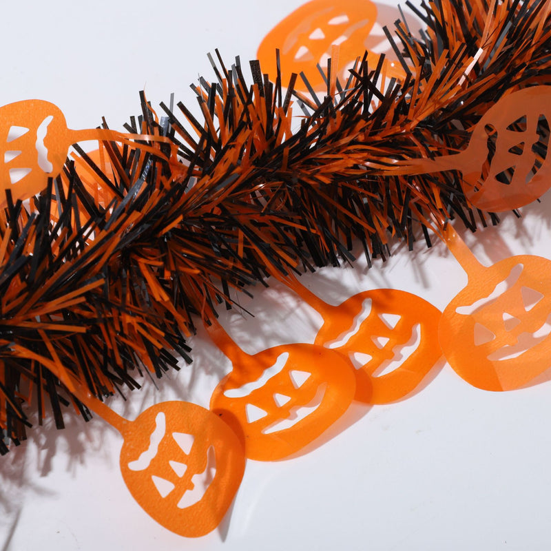 Bulk 50Pcs 300FT Halloween Ghost Spider Pumpkin Tinsel Garland Metallic Shiny Twist Garland Hanging Wholesale