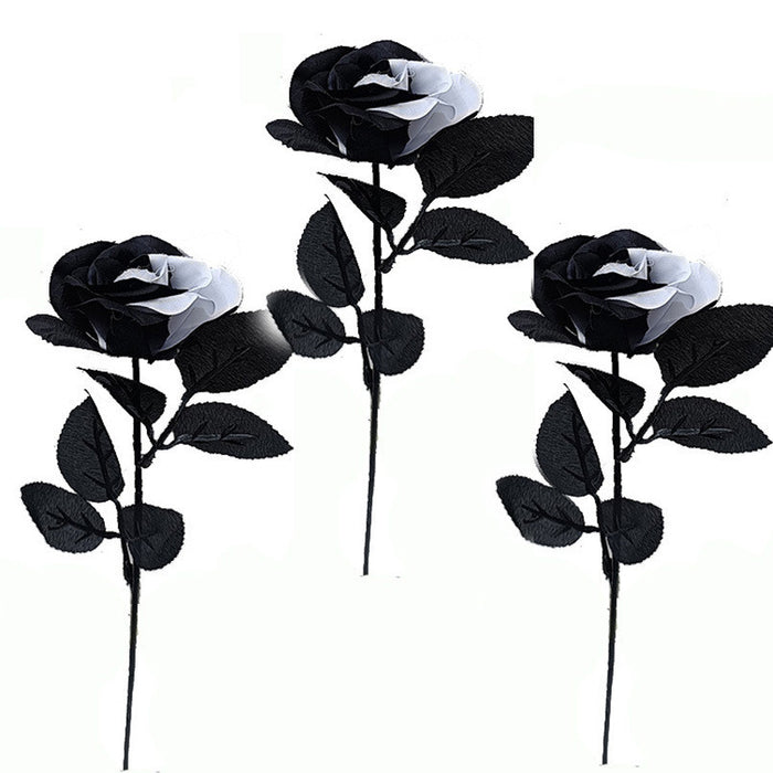 Bulk 10pcs Halloween Rose Stems Black And White Rose Flowers Wholesale