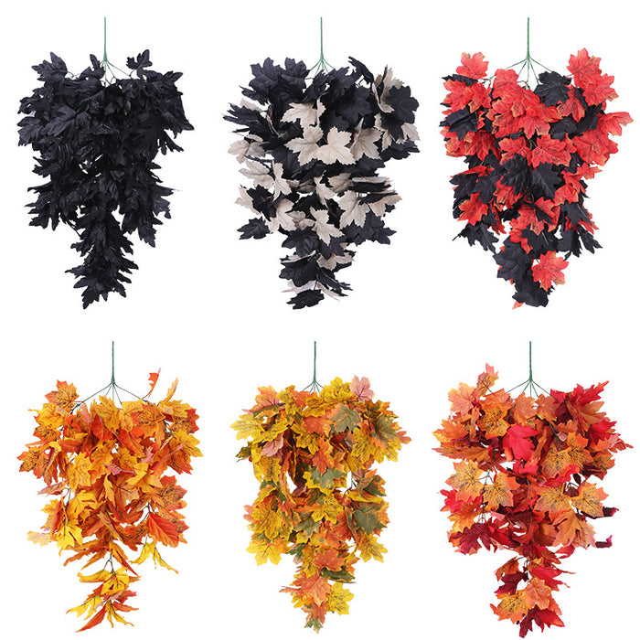 Bulk Artificial Hanging Maple Leaf Garland for Halloween Party Door Frame Fireplace Decoration Wholesale