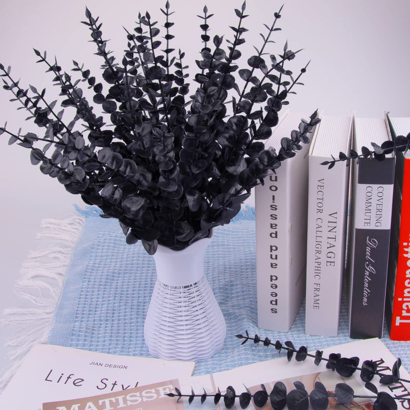Clearance Bulk 12pcs Halloween Eucalyptus Stems Artificial Black Plants Purple Orange Stems Wholesale