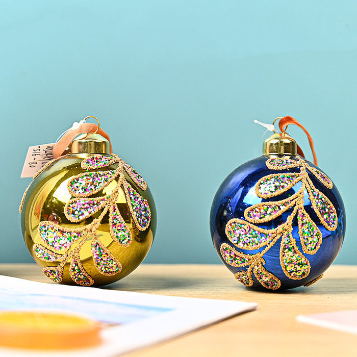 Bulk Christmas Hand Painted Ball Ornaments Glass Pendant for Xmas Tree Decor Wholesale