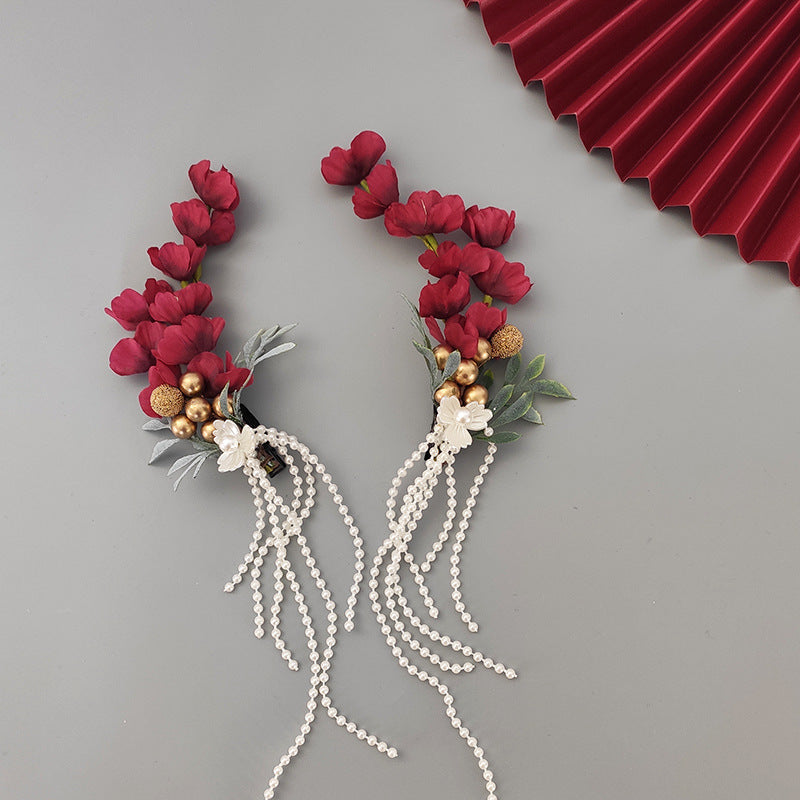 Lot de 2 pinces à fleurs faites à la main en strass pour mariage