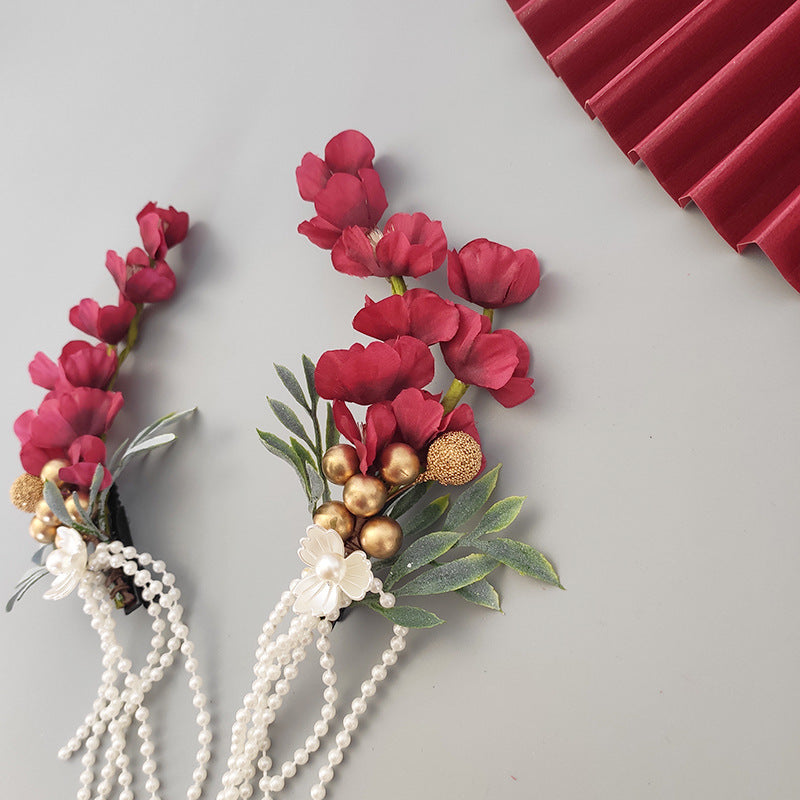 Lot de 2 pinces à fleurs faites à la main en strass pour mariage