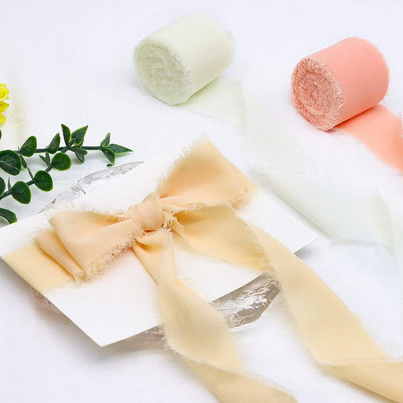 Bulk 22 Colors 5.4 Yd Handmade Fringe Chiffon Silk-Like Ribbon Smooth Ribbon for Wedding Party Decoration Wholesale