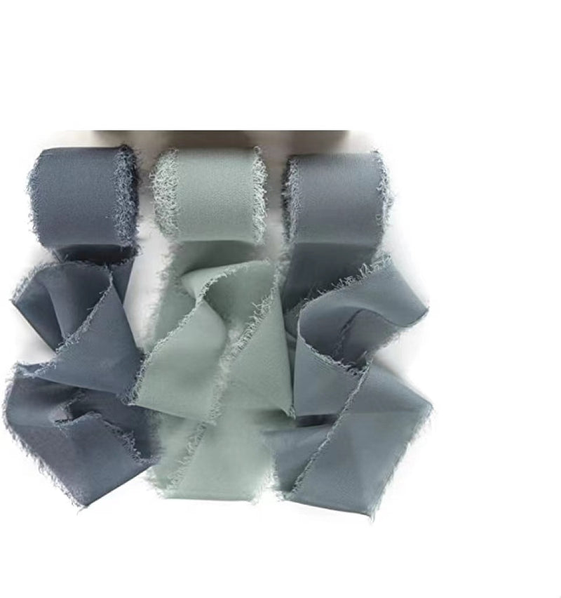 Bulk 3Pcs Handmade Fringe Chiffon Ribbon Mixed 5.4 Yd Smooth Ribbon for Wedding Party Decoration Wholesale