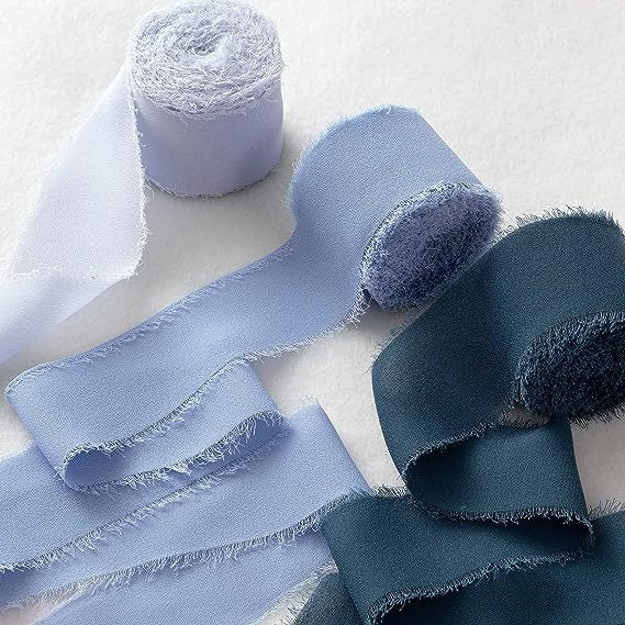 Bulk 3Pcs Handmade Fringe Chiffon Ribbon Mixed 5.4 Yd Smooth Ribbon for Wedding Party Decoration Wholesale