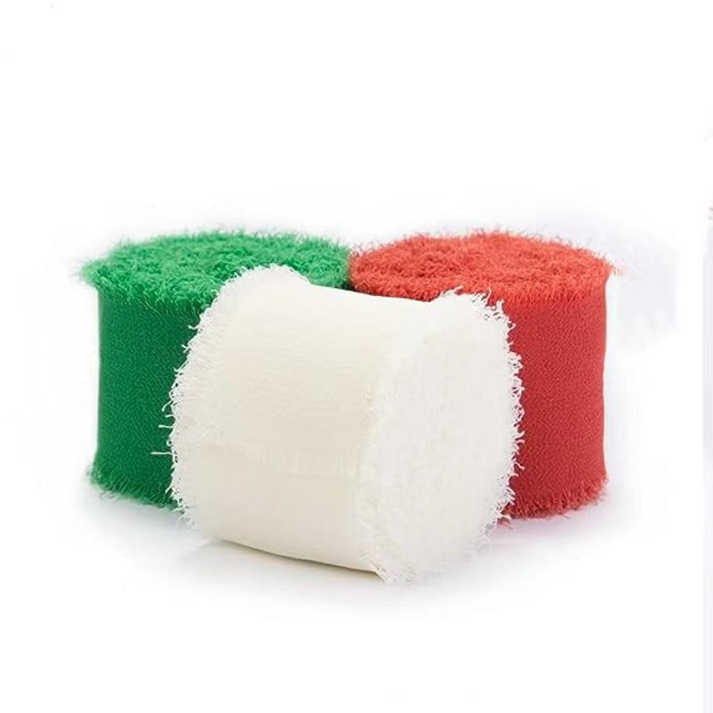 Bulk 3Pcs Handmade Fringe Chiffon Ribbon Mixed 5.4 Yd Smooth Ribbon for Wedding Party Decoration Wholesale