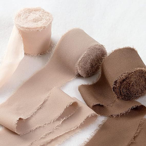 Bulk 3Pcs Handmade Fringe Chiffon Ribbon Mixed 5.4 Yd Smooth Ribbon for Wedding Party Decoration Wholesale