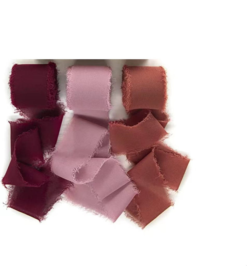 Bulk 3Pcs Handmade Fringe Chiffon Ribbon Mixed 5.4 Yd Smooth Ribbon for Wedding Party Decoration Wholesale