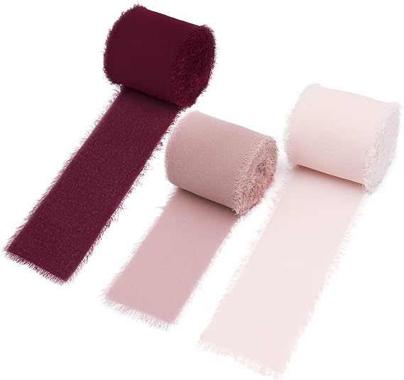 Bulk 3Pcs Handmade Fringe Chiffon Ribbon Mixed 5.4 Yd Smooth Ribbon for Wedding Party Decoration Wholesale