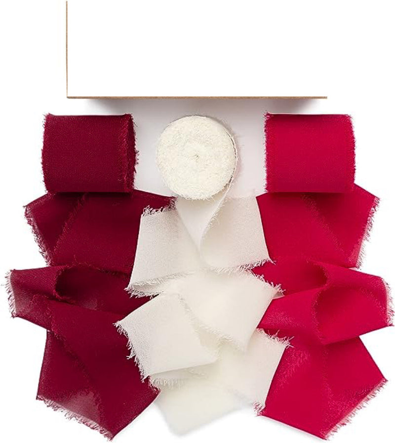 Bulk 3Pcs Handmade Fringe Chiffon Ribbon Mixed 5.4 Yd Smooth Ribbon for Wedding Party Decoration Wholesale